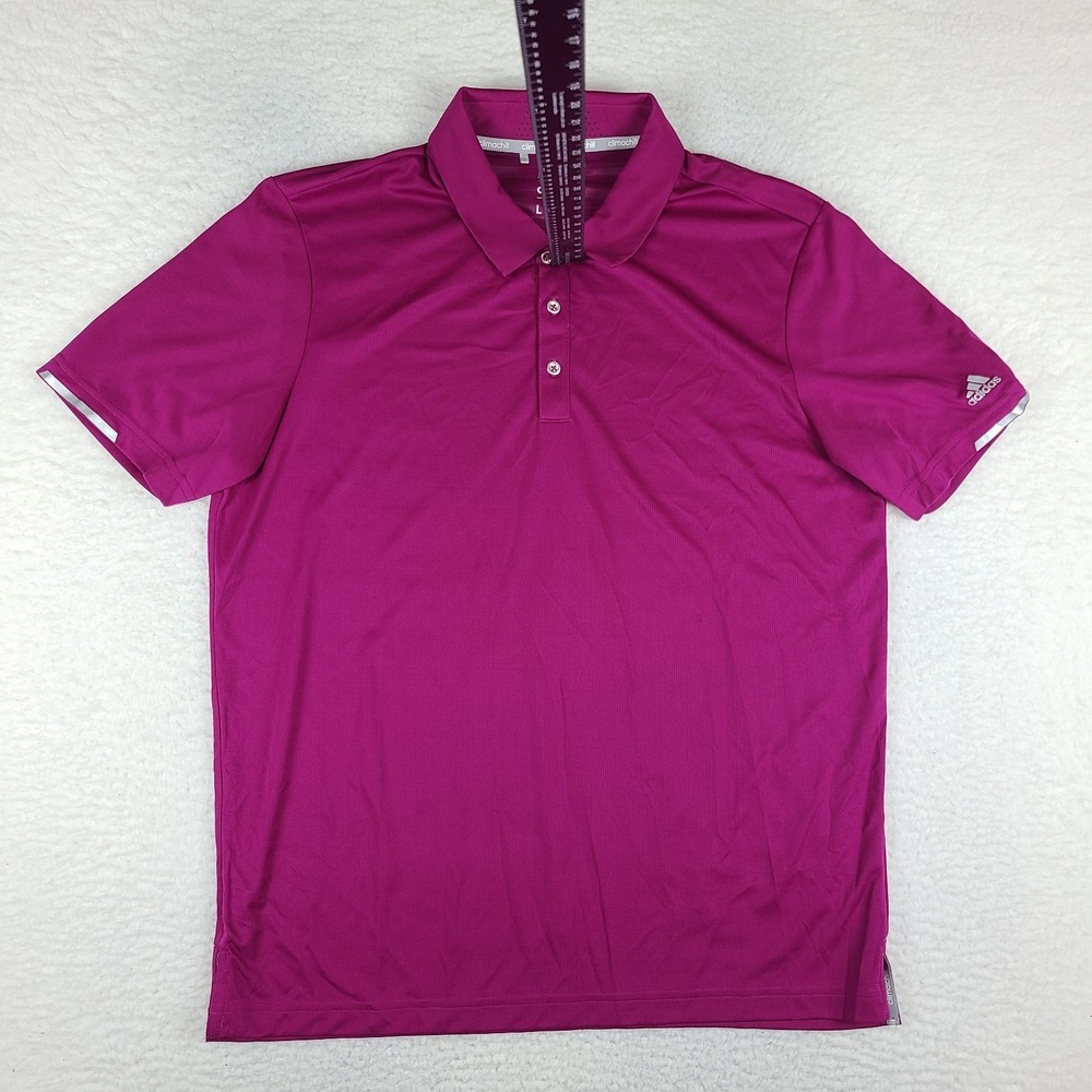 Adidas Polo Shirt Mens Large Purple Magenta Climachill Performance Golf